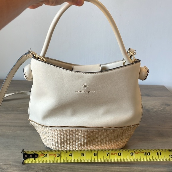 Nanette Lepore cream color purse with straw weave detail - Picture 9 of 9